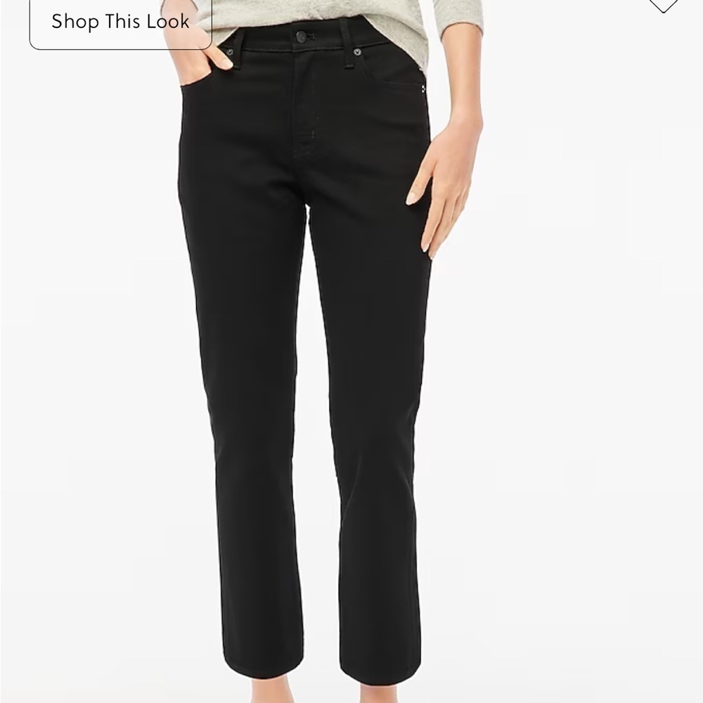J crew Petite curvy essential straight black jean in all-day stretch